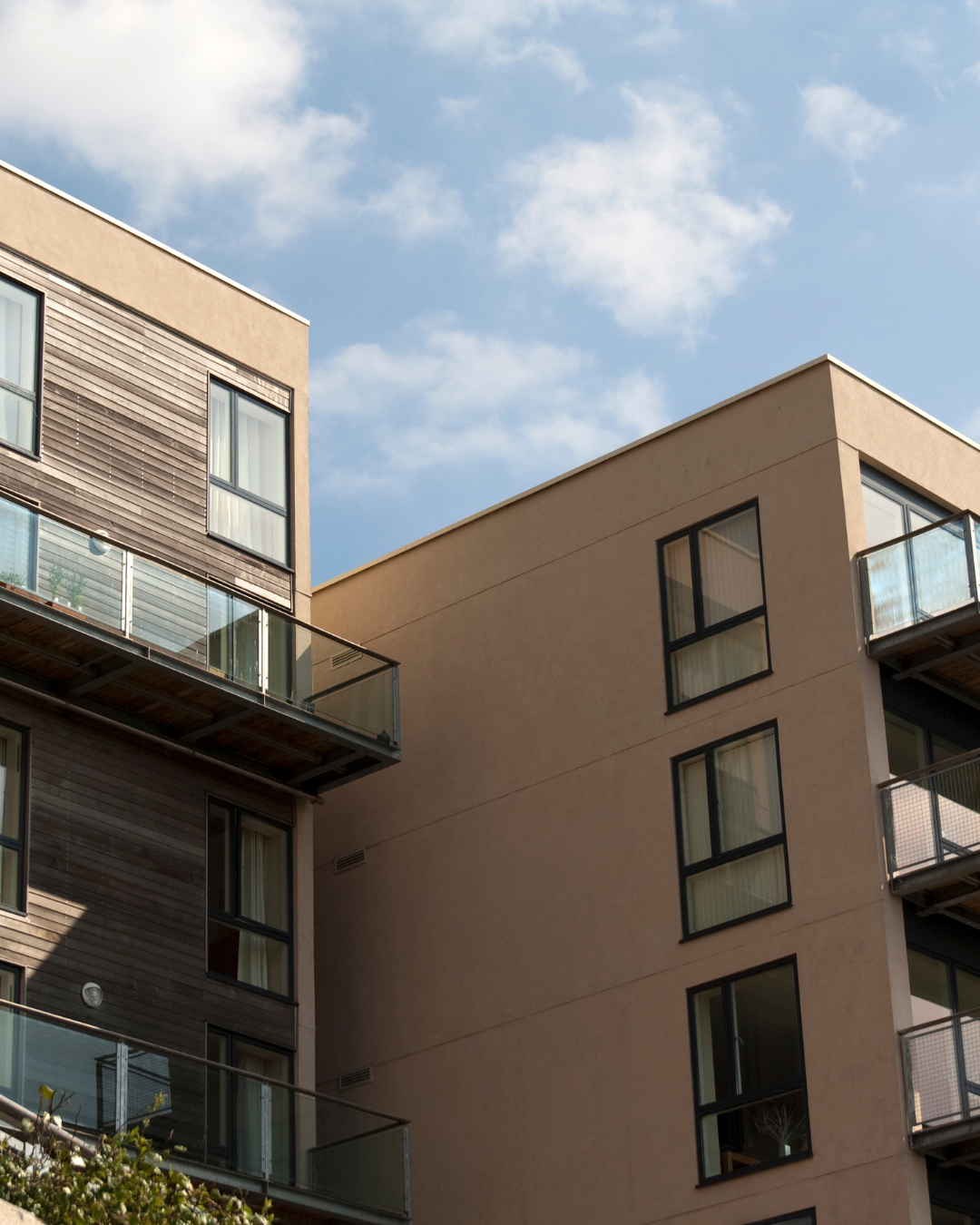 Block of leasehold flats representing formal and informal lease extension options
